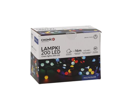 Гирлянда Chomik Кульки-змійка 200 LED 16 м, мультиколор, IP44, від мережі (5900779880160)