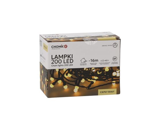 Гирлянда Chomik Кульки-змійка 200 LED 16 м, теплий білий, IP44, від мережі (5900779880146)