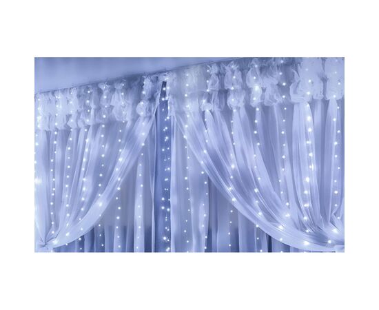 Гирлянда Chomik Штора" 150 LED холодний білий, 3x1,5 м, USB, з пультом, IP20, від мережі (5900779898493), изображение 2