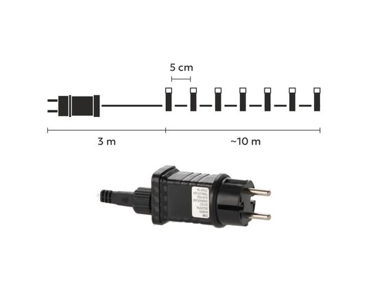 Гирлянда Chomik 200 LED 10м, теплий білий, IP44, від мережі (5900779879478), изображение 4