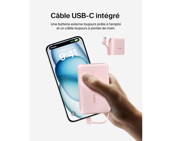 Батарея універсальна Belkin 10000mAh, 20W, USB-C, Pink (BPB021HQPK), зображення 2
