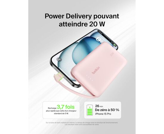 Батарея універсальна Belkin 10000mAh, 20W, USB-C, Pink (BPB021HQPK), зображення 3