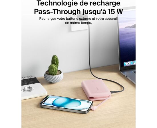 Батарея універсальна Belkin 10000mAh, 20W, USB-C, Pink (BPB021HQPK), зображення 4