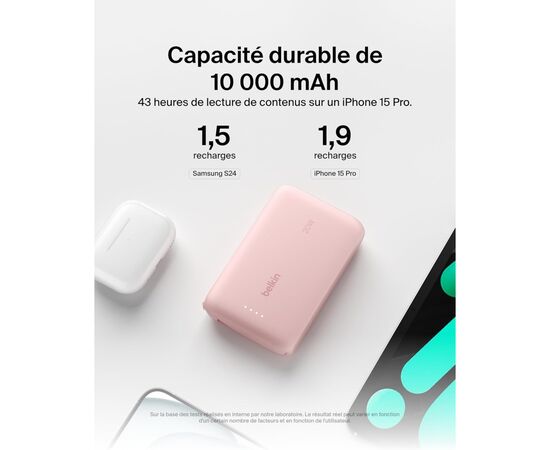 Батарея універсальна Belkin 10000mAh, 20W, USB-C, Pink (BPB021HQPK), зображення 5