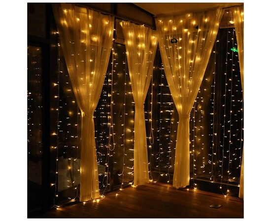 Гірлянда ColorWay Штора завіса 3 x 3 м 300 LED USB теплий колір (CW-GW-300L33U), зображення 6