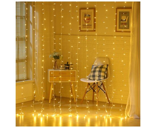 Гірлянда ColorWay Штора завіса 3 x 3 м 300 LED USB теплий колір (CW-GW-300L33U), зображення 8