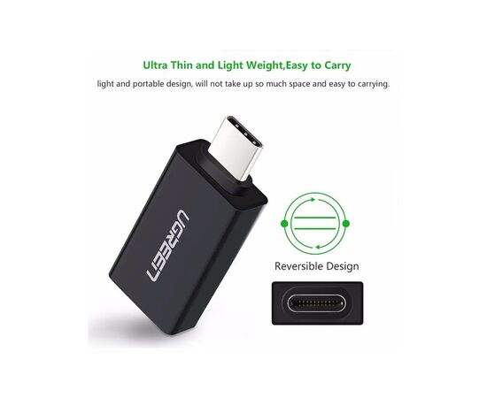 Переходник OTG USB 3.0 AF to USB-C US173 black UGREEN (20808), изображение 4