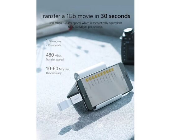 Переходник OTG USB 2.0 AF to Micro 5P US195 white UGREEN (30529), изображение 4