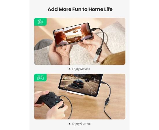 Перехідник OTG USB 3.0 AF to USB-C US154 black Ugreen (30701), зображення 5