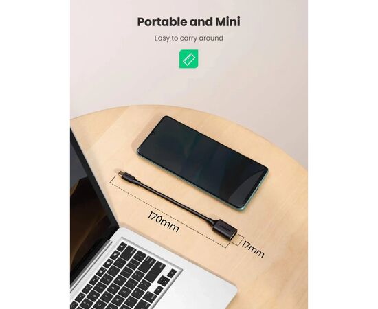 Перехідник OTG USB 3.0 AF to USB-C US154 black Ugreen (30701), зображення 6
