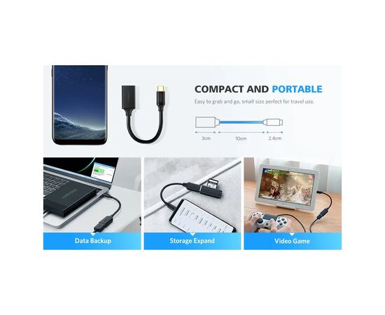 Перехідник OTG USB 3.0 AF to USB-C US154 black Ugreen (30701), зображення 9