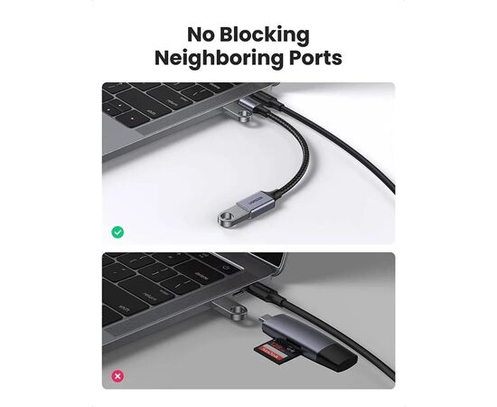 Переходник OTG USB 3.0 AF to USB-C 0.1m US378 black UGREEN (70889), изображение 7