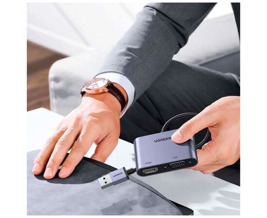 Переходник USB 3.0 to HDMI + VGA CM449 gray UGREEN (20518), изображение 6