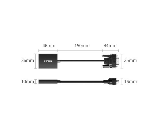 Переходник VGA M to HDMI F CM513 black UGREEN (50945), изображение 2