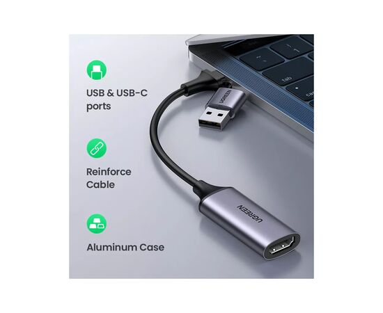Переходник USB/USB-C to HDMI 4K/60Hz UGREEN (40189), изображение 4