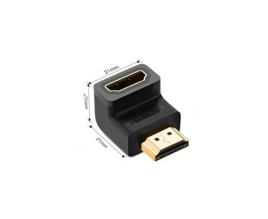 Переходник HDMI M to HDMI F 90° corner Down HD112 black UGREEN (20109), изображение 4