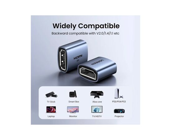 Переходник HDMI F to HDMI F 8K black UGREEN (90592), изображение 8