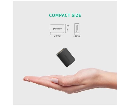 Переходник HDMI F to HDMI F 4K 60Hz black UGREEN (20107), изображение 4