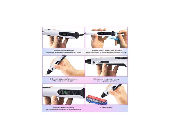 3D - ручка DKWAY з Планшетним Екраном з різнокольоровим Еко Пластиком 100 м (20 кольорів) White (415457583), зображення 4