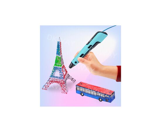 3D - ручка DKWAY з Планшетним Екраном з різнокольоровим Еко Пластиком 100 м (20 кольорів) Blue (415457580), зображення 3