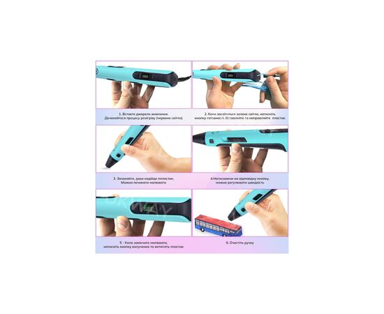 3D - ручка DKWAY з Планшетним Екраном з різнокольоровим Еко Пластиком 100 м (20 кольорів) Blue (415457580), зображення 5