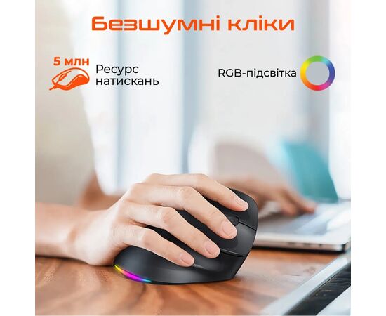 Мишка Meetion BTM010R RGB Bluetooth/Wireless Black (MT-BTM010R-A), зображення 4