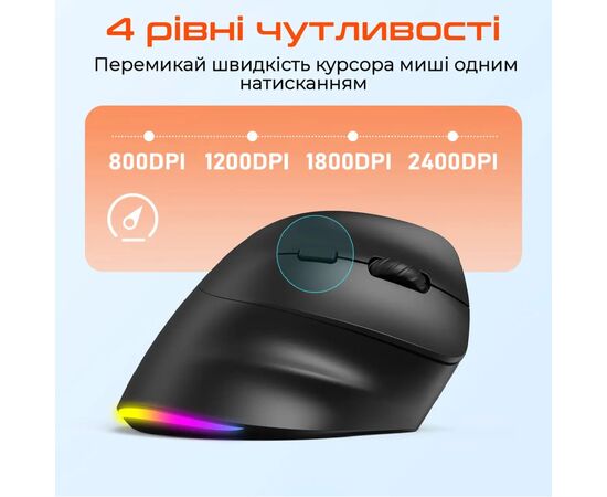 Мишка Meetion BTM010R RGB Bluetooth/Wireless Black (MT-BTM010R-A), зображення 6