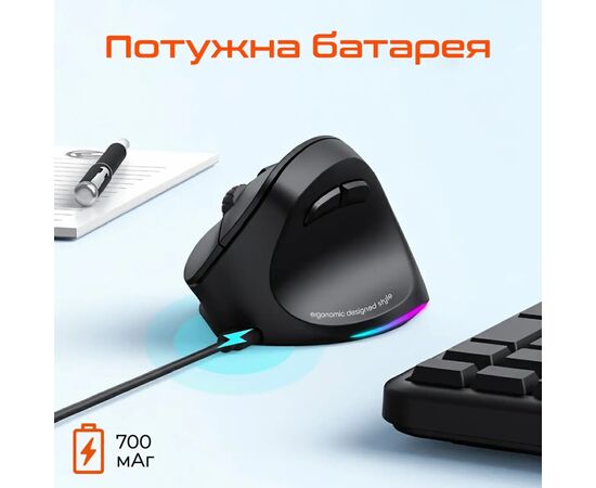 Мишка Meetion BTM010R RGB Bluetooth/Wireless Black (MT-BTM010R-A), зображення 7