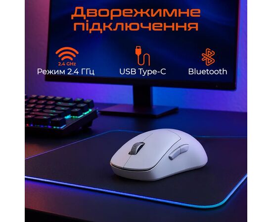 Мишка Meetion GW40 Bluetooth/Wireless/USB White (MT-GW40-B), зображення 4