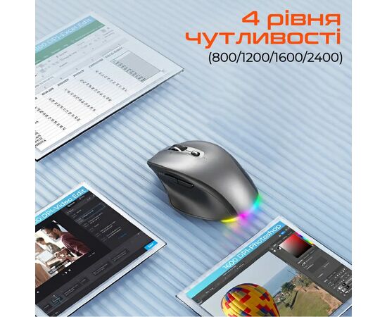 Мишка Meetion BTM007 Wireless/Bluetooth Gray (MT-BTM007-W), зображення 5