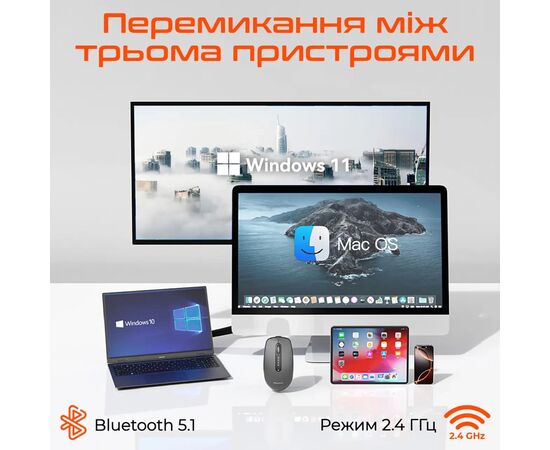 Мишка Meetion BTM100R Wireless/Bluetooth Black (MT-BTM100R-A), зображення 3