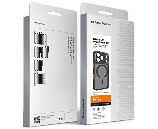 Чехол для мобильного телефона Armorstandart Unit-C MagCase SE Apple iPhone 17 Pro Black Orange (ARM86318), изображение 2