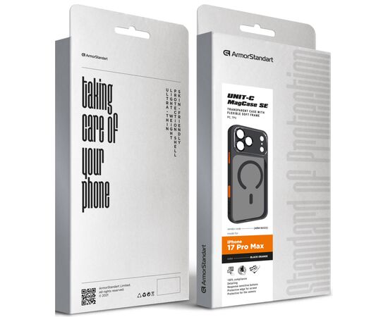 Чехол для мобильного телефона Armorstandart Unit-C MagCase SE Apple iPhone 17 Pro Max Black Orange (ARM86322), изображение 2