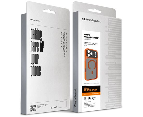 Чехол для мобильного телефона Armorstandart Unit-C MagCase SE Apple iPhone 17 Pro Max Orange Black (ARM86321), изображение 2