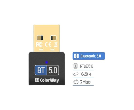 Bluetooth-адаптер ColorWay Bluetooth BT 5.0 (CW-AD-BT50), зображення 6