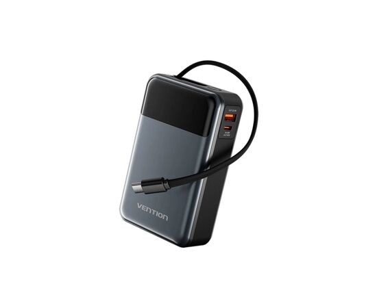 Батарея універсальна Vention 20000mAh 65W 3A PD, QC/3.0, USB-A, Type-C OUT, with Built-in USB-C Cable, LED Display (FHYB0_)