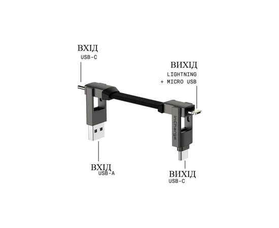 Дата кабель 6in1 inCharge 6 - 0.06m gray Rolling Square (SIX01R), зображення 2