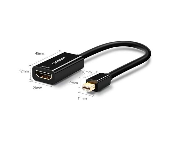 Переходник Mini DisplayPort M to HDMI F 4K 30Hz black UGREEN (40360), изображение 3