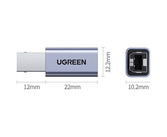 Переходник USB-C F to USB 2.0 BM US382 gray UGREEN (20120), изображение 3