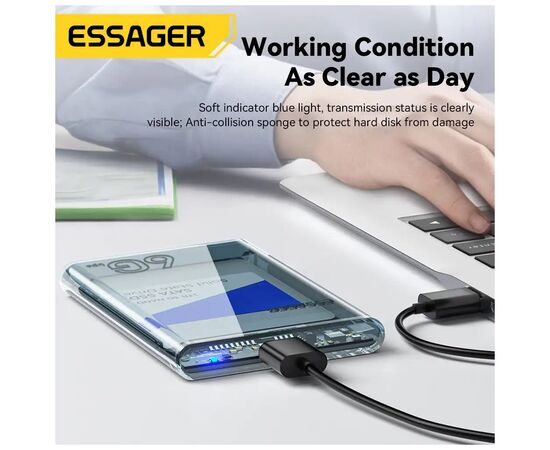 Кишеня зовнішня Essager HDD Space SATA 3.0 Hard Drive 2.5 inch Enclosure (EYPS0-XZ20-P), зображення 4