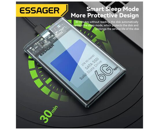 Кишеня зовнішня Essager HDD Space SATA 3.0 Hard Drive 2.5 inch Enclosure (EYPS0-XZ20-P), зображення 6