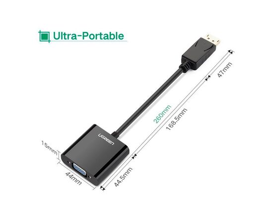 Переходник Display Port M to VGA F black Ugreen (20415), изображение 4