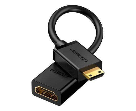 Перехідник Mini HDMI M to HDMI F 0.22m black UGREEN (20137), зображення 2