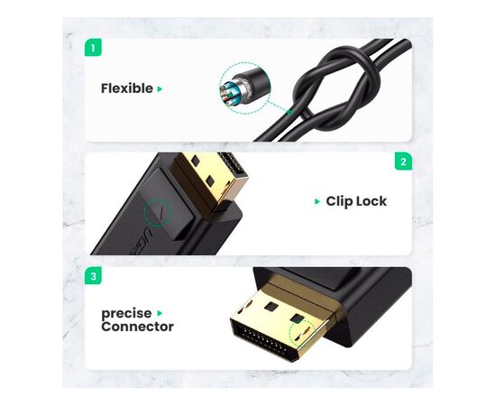 Переходник Display Port M to HDMI F 4K30Hz black UGREEN (40363), изображение 4