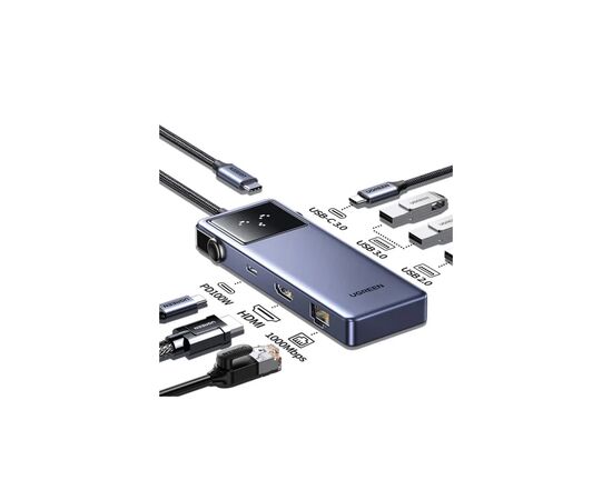 Концентратор Ugreen USB-C 7-in-1 3xUSB + 1xUSB-C + HDMI + RJ45 + PD 100W CM888 gray (45155), изображение 4