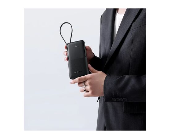 Батарея універсальна Baseus Bipow 2 Digital Display 10000mAh 20W with Built-in USB-C Cable Black (P10077101113-00), зображення 6