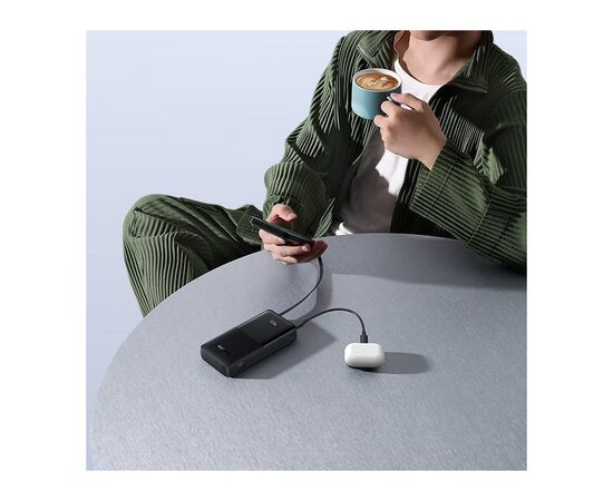 Батарея універсальна Baseus Bipow 2 Digital Display 10000mAh 20W with Built-in USB-C Cable Black (P10077101113-00), зображення 7