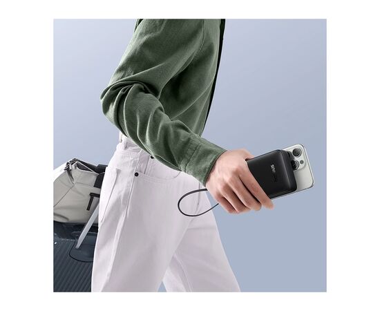 Батарея універсальна Baseus Bipow 2 Digital Display 10000mAh 20W with Built-in USB-C Cable Black (P10077101113-00), зображення 8