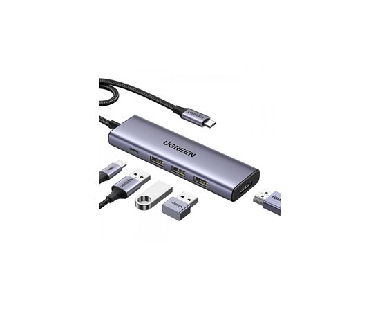 Порт-репликатор Ugreen Dock CM511 5in1 USB3.1 Type-C --> HDMI 60Hz/3xUSB-А 3.0/Type-C/PD 100W (15597)