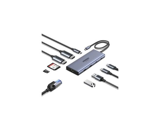 Порт-репликатор Ugreen Dock CM639 USB3.2 Type-C --> HDMIx2, 60Hz/2xUSB-A/2xUSB-C 3.2/ RJ45/SD/TF/PD 100W (45380), изображение 2